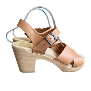No. 6 Store Coco Cross Front Clog on High Heel in Naked Leather Size 40/ US 9.5